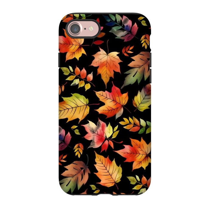 iPhone 7 StrongFit Watercolour autumn leaves - orange fall foliage by Oana 