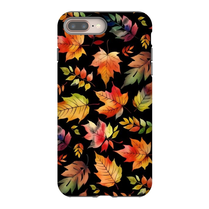 iPhone 7 plus StrongFit Watercolour autumn leaves - orange fall foliage by Oana 