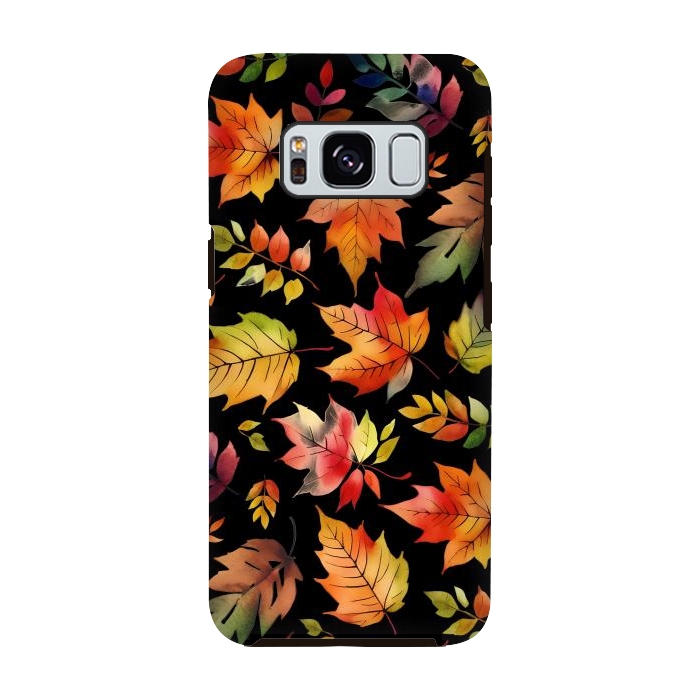 Galaxy S8 StrongFit Watercolour autumn leaves - orange fall foliage by Oana 