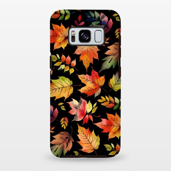 Galaxy S8 plus StrongFit Watercolour autumn leaves - orange fall foliage by Oana 