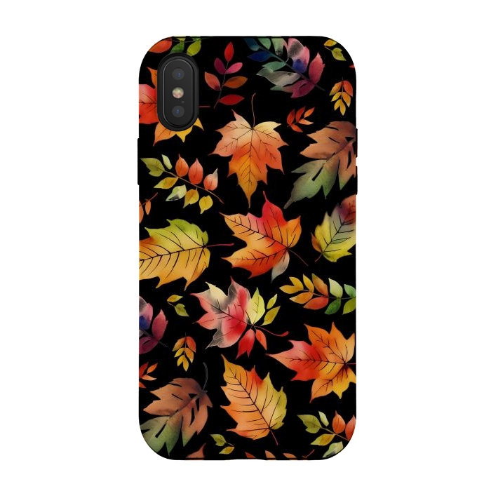 iPhone Xs / X StrongFit Watercolour autumn leaves - orange fall foliage by Oana 