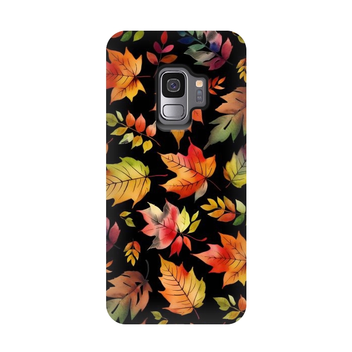 Galaxy S9 StrongFit Watercolour autumn leaves - orange fall foliage by Oana 