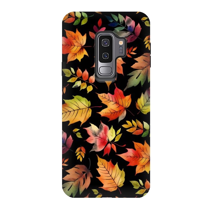 Galaxy S9 plus StrongFit Watercolour autumn leaves - orange fall foliage by Oana 