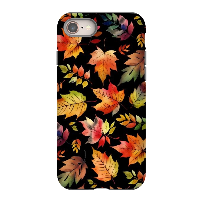 iPhone 8 StrongFit Watercolour autumn leaves - orange fall foliage by Oana 