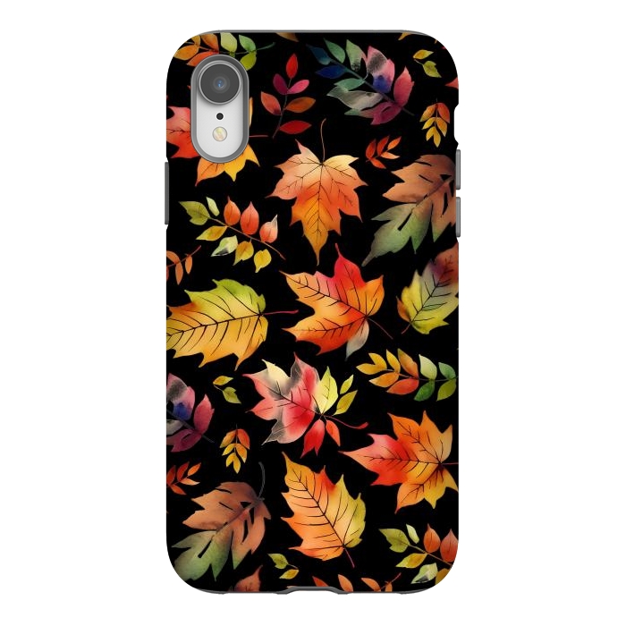 iPhone Xr StrongFit Watercolour autumn leaves - orange fall foliage by Oana 