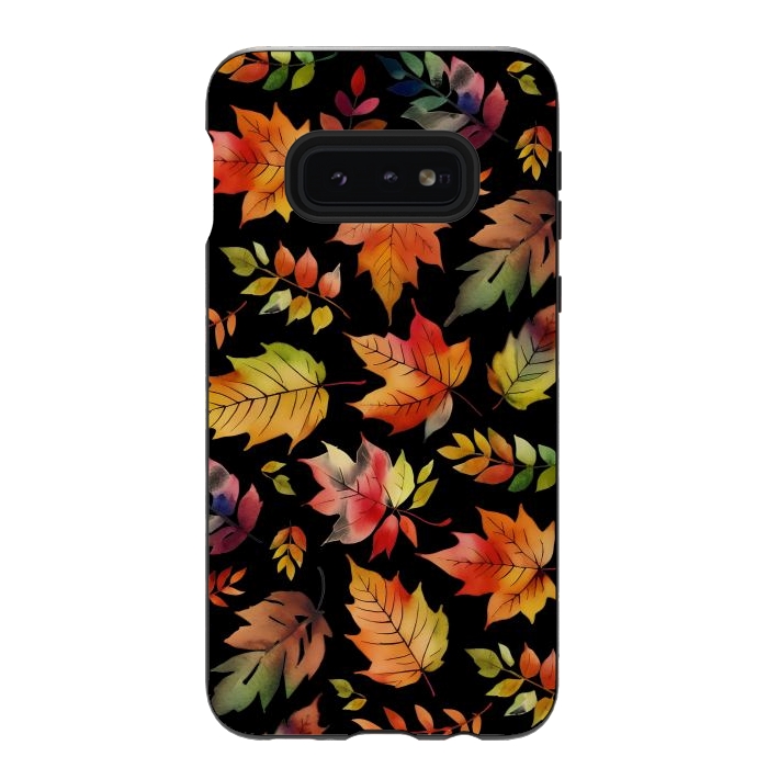 Galaxy S10e StrongFit Watercolour autumn leaves - orange fall foliage by Oana 