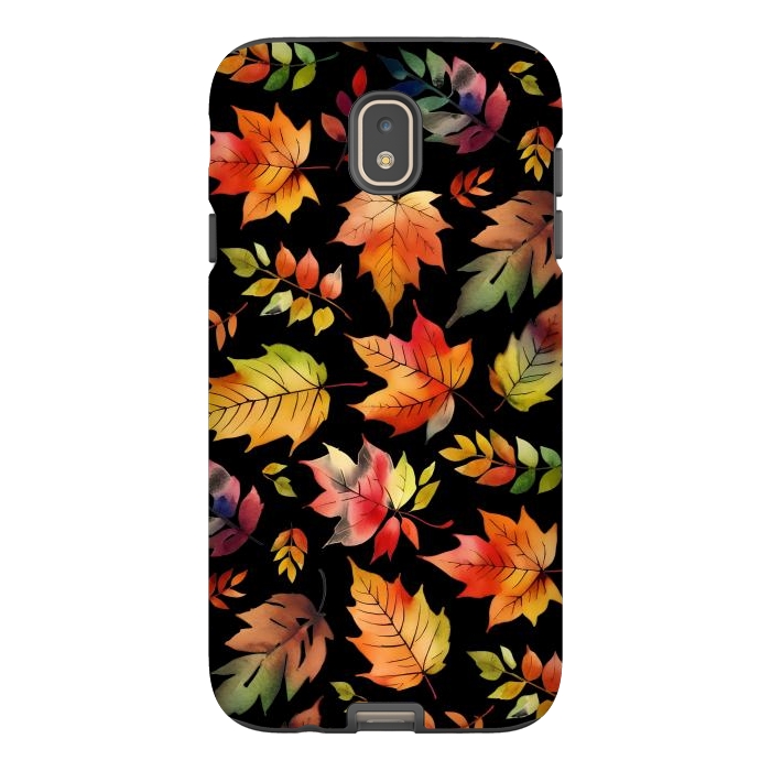 Galaxy J7 StrongFit Watercolour autumn leaves - orange fall foliage by Oana 