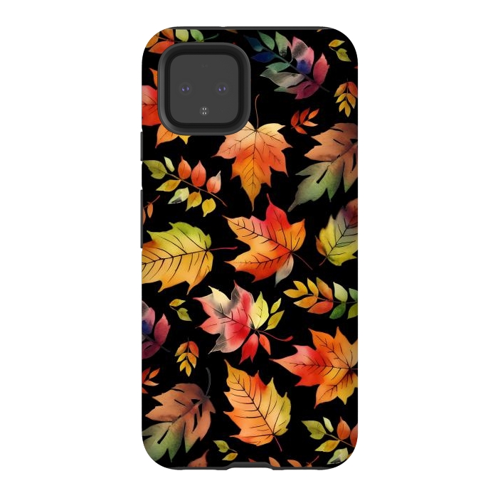 Pixel 4 StrongFit Watercolour autumn leaves - orange fall foliage by Oana 