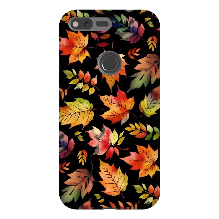 Pixel XL StrongFit Watercolour autumn leaves - orange fall foliage by Oana 