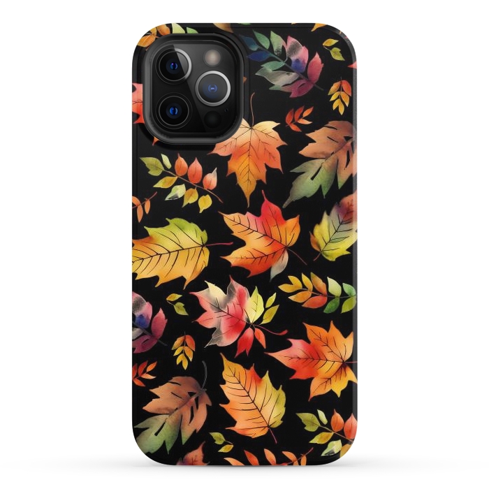 iPhone 12 Pro StrongFit Watercolour autumn leaves - orange fall foliage by Oana 