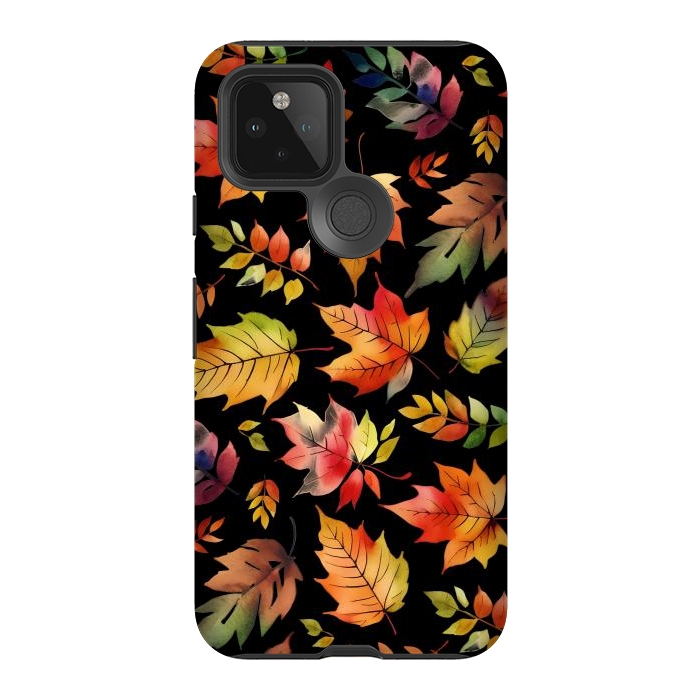 Pixel 5 StrongFit Watercolour autumn leaves - orange fall foliage by Oana 