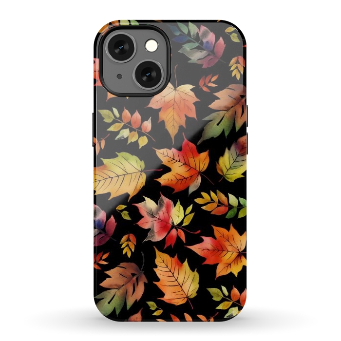 iPhone 13 StrongFit Watercolour autumn leaves - orange fall foliage by Oana 