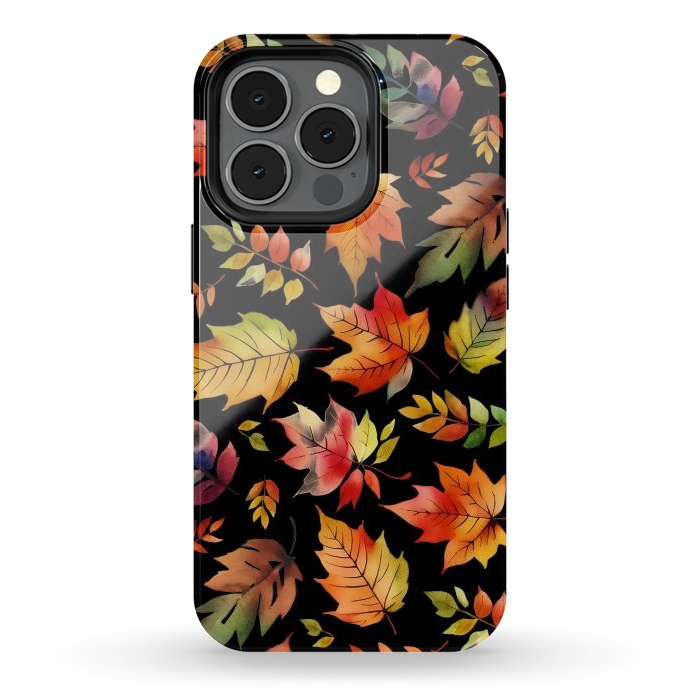 iPhone 13 pro StrongFit Watercolour autumn leaves - orange fall foliage by Oana 