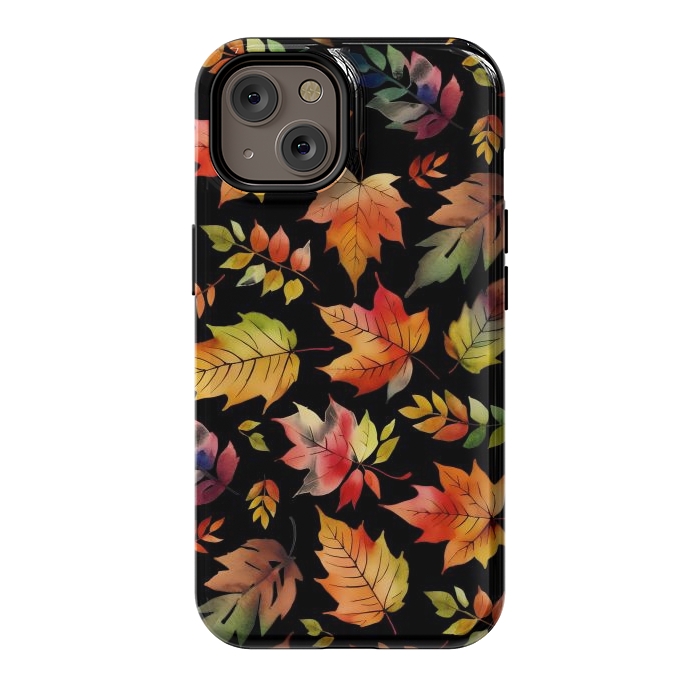 iPhone 14 StrongFit Watercolour autumn leaves - orange fall foliage by Oana 