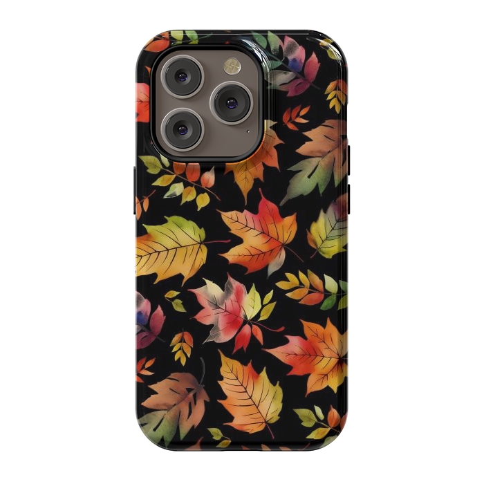 iPhone 14 Pro StrongFit Watercolour autumn leaves - orange fall foliage by Oana 