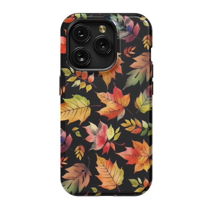 iPhone 15 Pro StrongFit Watercolour autumn leaves - orange fall foliage by Oana 