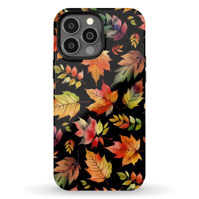 iPhone 13 Pro Max StrongFit Watercolour autumn leaves - orange fall foliage by Oana 