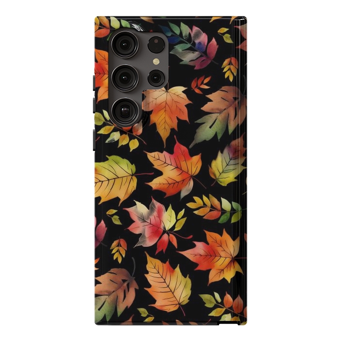 Galaxy S23 Ultra StrongFit Watercolour autumn leaves - orange fall foliage by Oana 