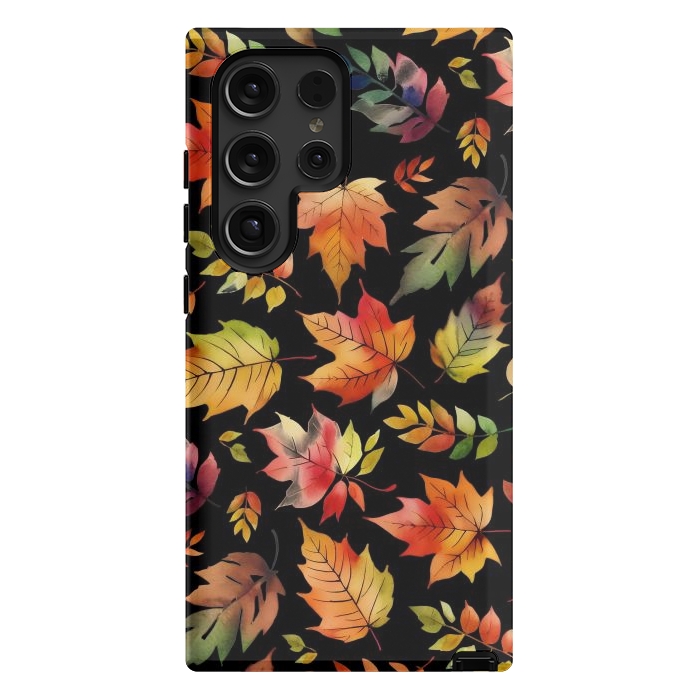 Galaxy S24 Ultra StrongFit Watercolour autumn leaves - orange fall foliage by Oana 