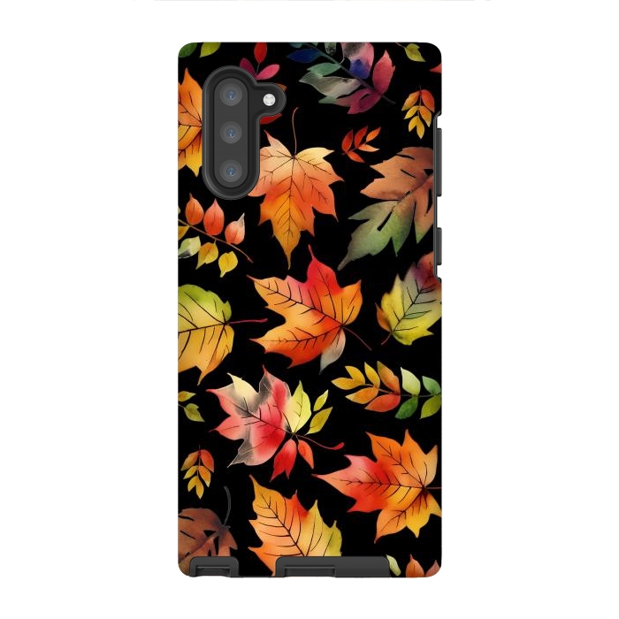 Galaxy Note 10 StrongFit Watercolour autumn leaves - orange fall foliage by Oana 