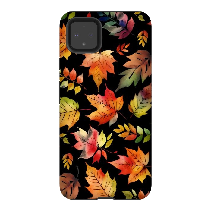 Pixel 4XL StrongFit Watercolour autumn leaves - orange fall foliage by Oana 