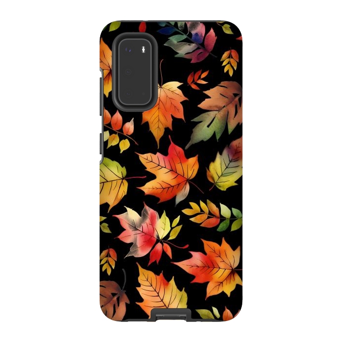 Galaxy S20 StrongFit Watercolour autumn leaves - orange fall foliage by Oana 