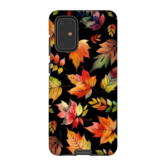 Galaxy S20 Plus StrongFit Watercolour autumn leaves - orange fall foliage by Oana 