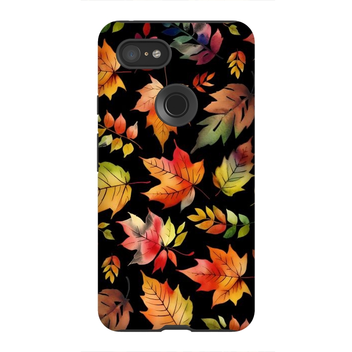 Pixel 3XL StrongFit Watercolour autumn leaves - orange fall foliage by Oana 