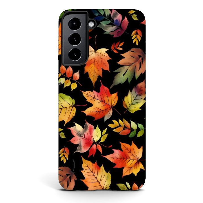 Galaxy S21 StrongFit Watercolour autumn leaves - orange fall foliage by Oana 