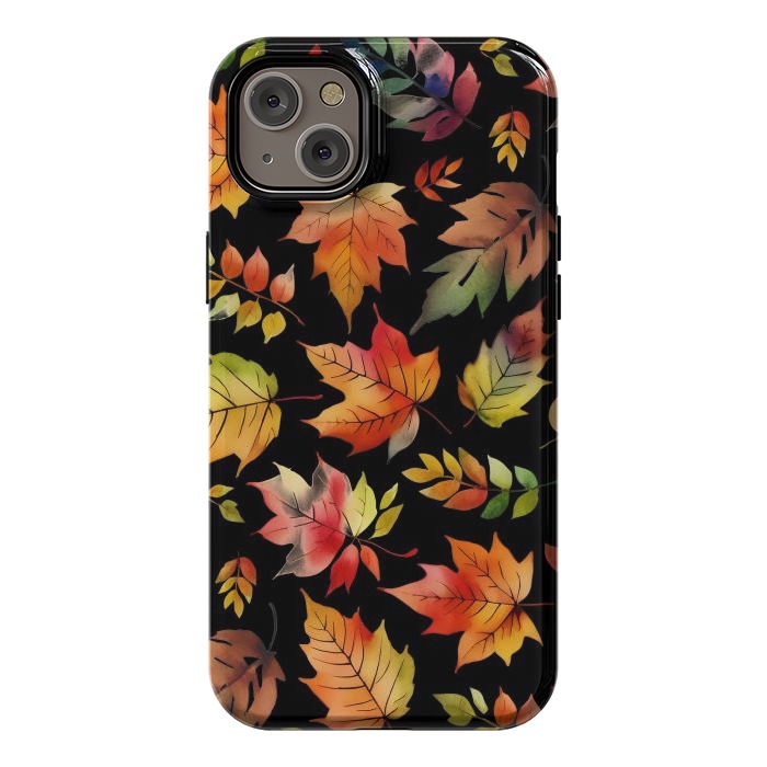 iPhone 14 Plus StrongFit Watercolour autumn leaves - orange fall foliage by Oana 