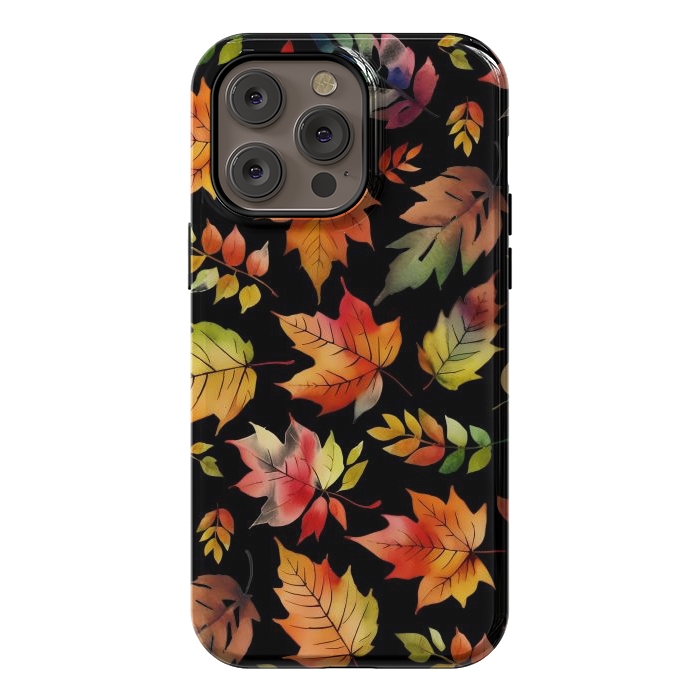 iPhone 14 Pro max StrongFit Watercolour autumn leaves - orange fall foliage by Oana 