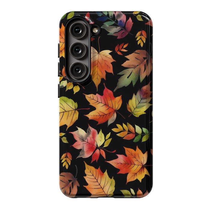 Galaxy S23 StrongFit Watercolour autumn leaves - orange fall foliage by Oana 