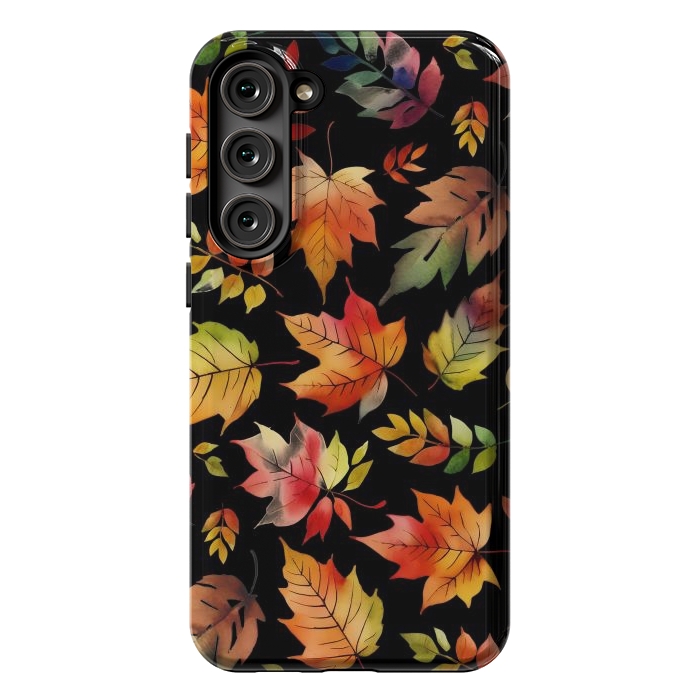 Galaxy S23 Plus StrongFit Watercolour autumn leaves - orange fall foliage by Oana 