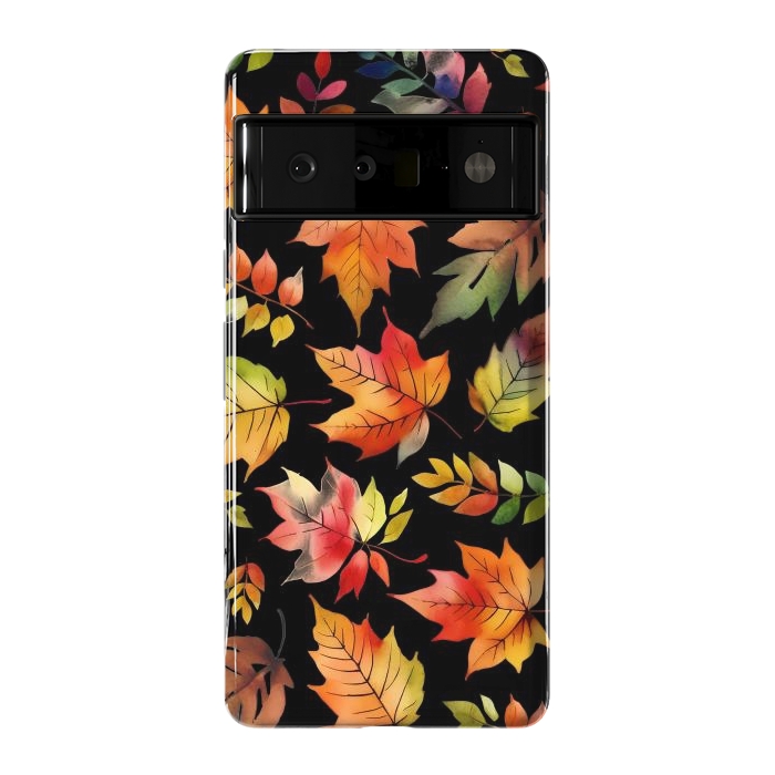 Pixel 6 Pro StrongFit Watercolour autumn leaves - orange fall foliage by Oana 