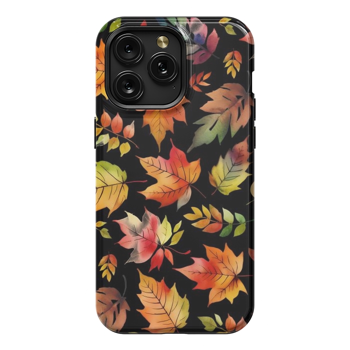 iPhone 15 Pro Max StrongFit Watercolour autumn leaves - orange fall foliage by Oana 