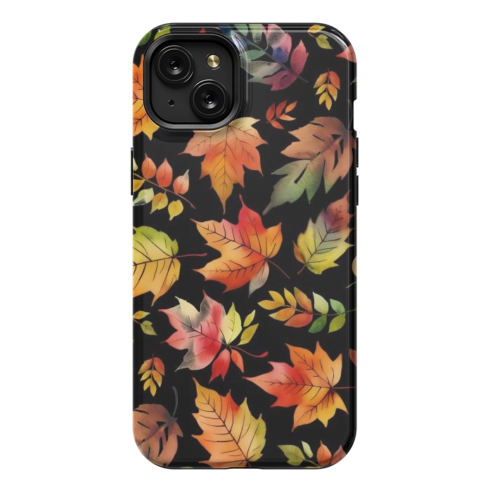 iPhone 15 Plus StrongFit Watercolour autumn leaves - orange fall foliage by Oana 