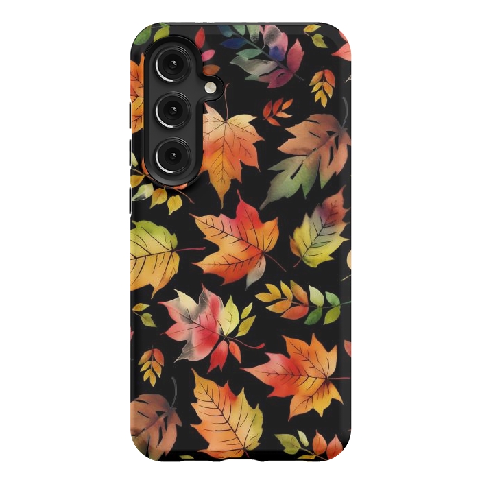 Galaxy S24 Plus StrongFit Watercolour autumn leaves - orange fall foliage by Oana 