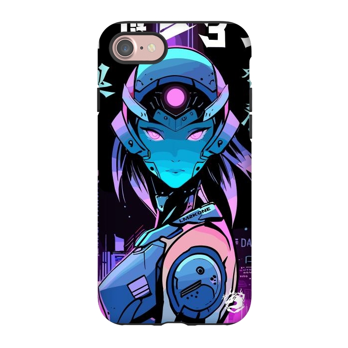 iPhone 7 StrongFit Neon Cyborg Girl by LM2Kone