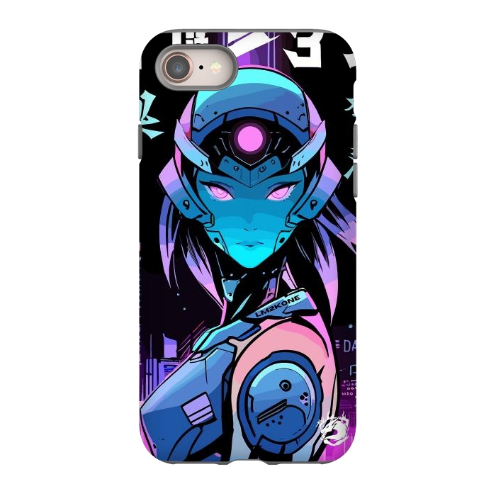 iPhone 8 StrongFit Neon Cyborg Girl by LM2Kone