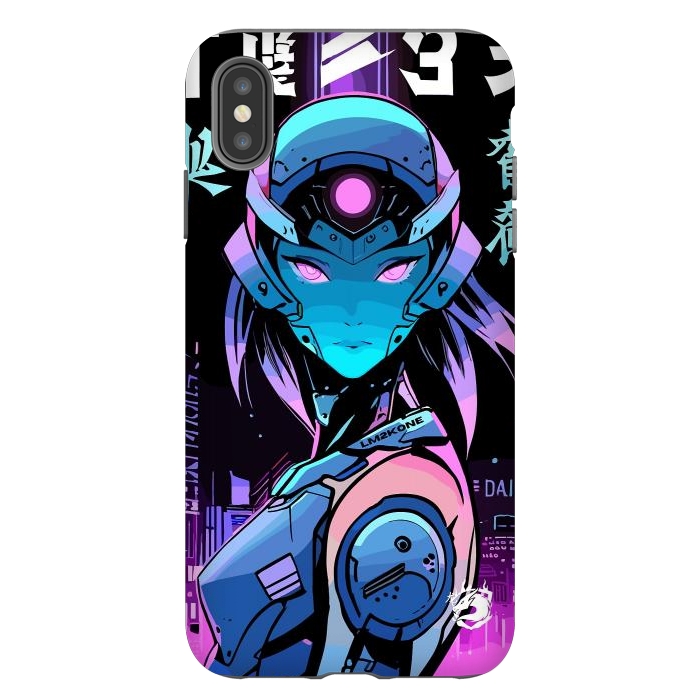 iPhone Xs Max StrongFit Neon Cyborg Girl by LM2Kone