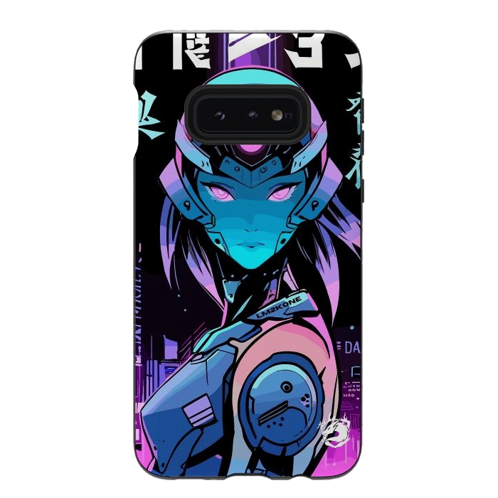 Galaxy S10e StrongFit Neon Cyborg Girl by LM2Kone