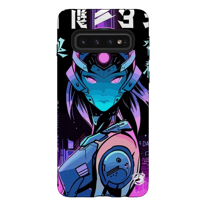 Galaxy S10 StrongFit Neon Cyborg Girl by LM2Kone