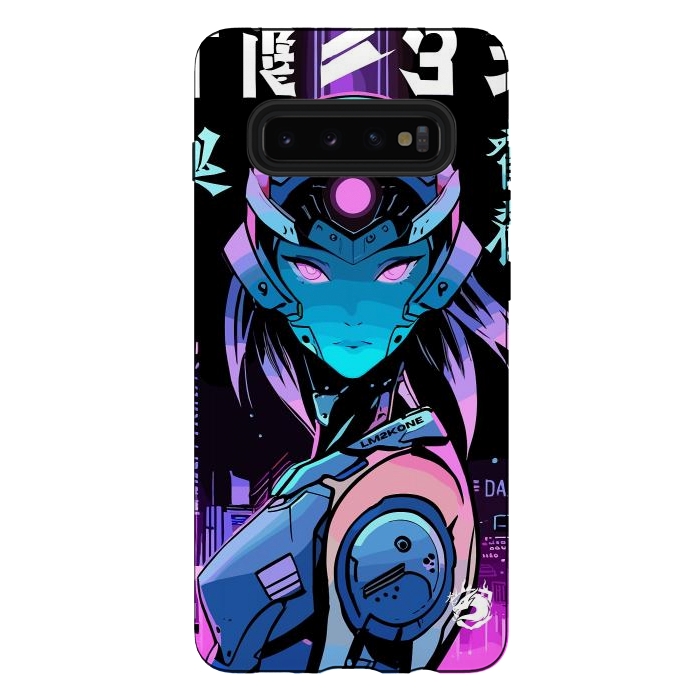 Galaxy S10 plus StrongFit Neon Cyborg Girl by LM2Kone