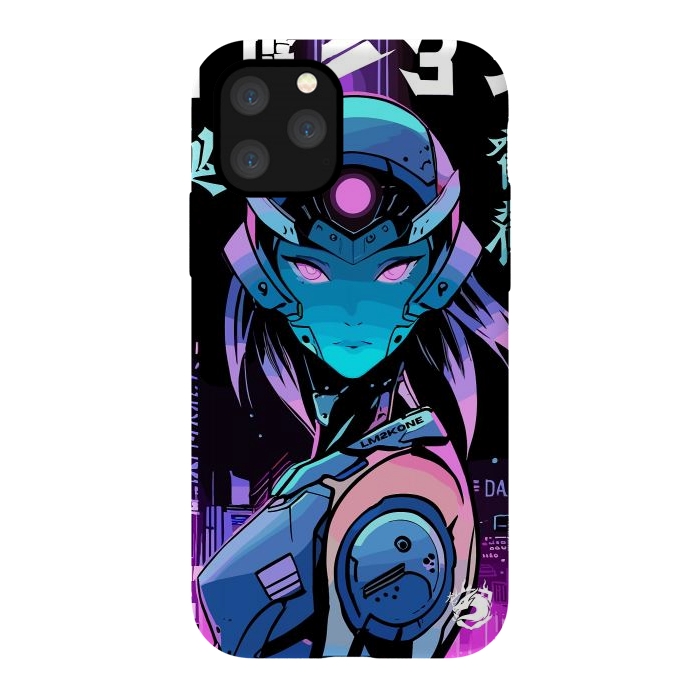 iPhone 11 Pro StrongFit Neon Cyborg Girl by LM2Kone