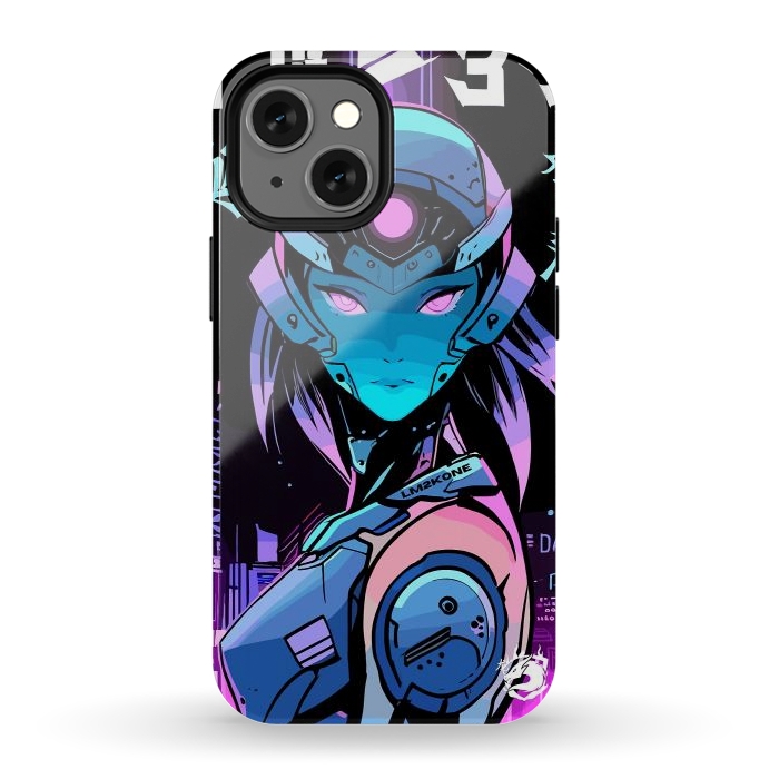 iPhone 12 mini StrongFit Neon Cyborg Girl by LM2Kone