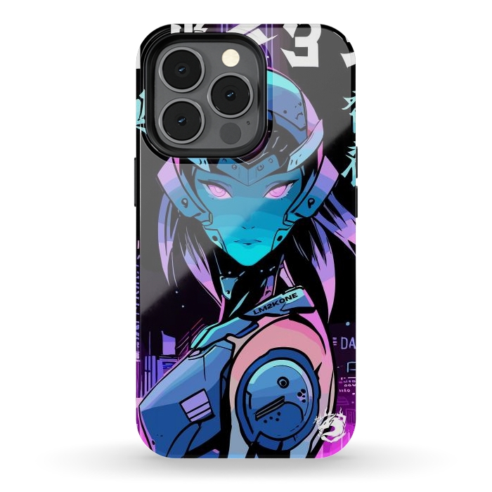 iPhone 13 pro StrongFit Neon Cyborg Girl by LM2Kone