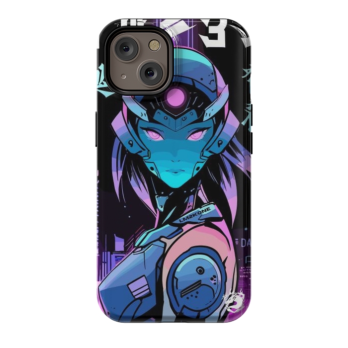 iPhone 14 StrongFit Neon Cyborg Girl by LM2Kone