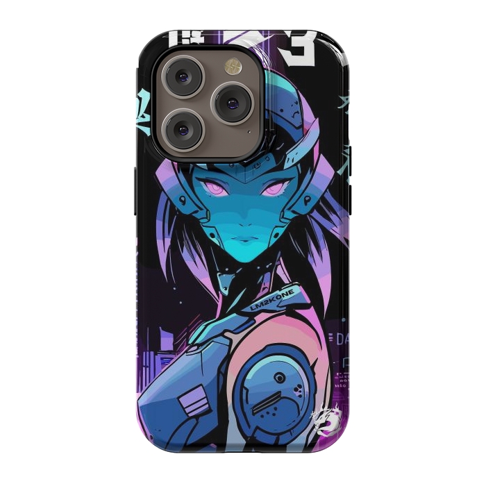 iPhone 14 Pro StrongFit Neon Cyborg Girl by LM2Kone