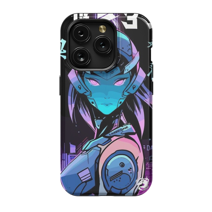 iPhone 15 Pro StrongFit Neon Cyborg Girl by LM2Kone