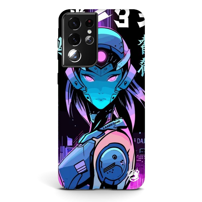 Galaxy S21 ultra StrongFit Neon Cyborg Girl by LM2Kone